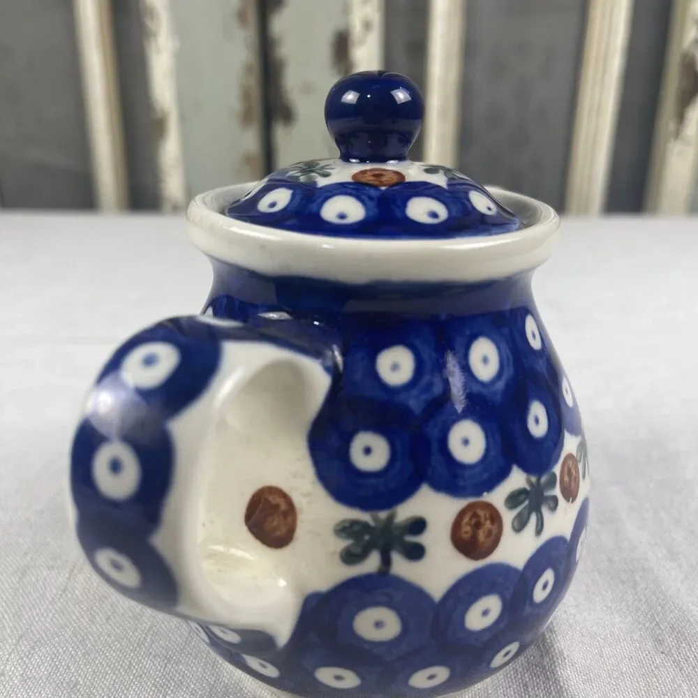 Boleslawiec Polish Pottery Nature Tea Pot with Lid Spout